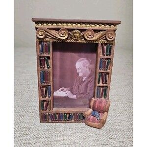 Vintage 1993 Hand Painted Photo Frame 3" X 5" Reading Room By Dezine